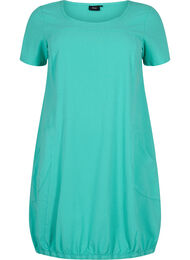 Kortermet kjole i bomull, Aqua Green