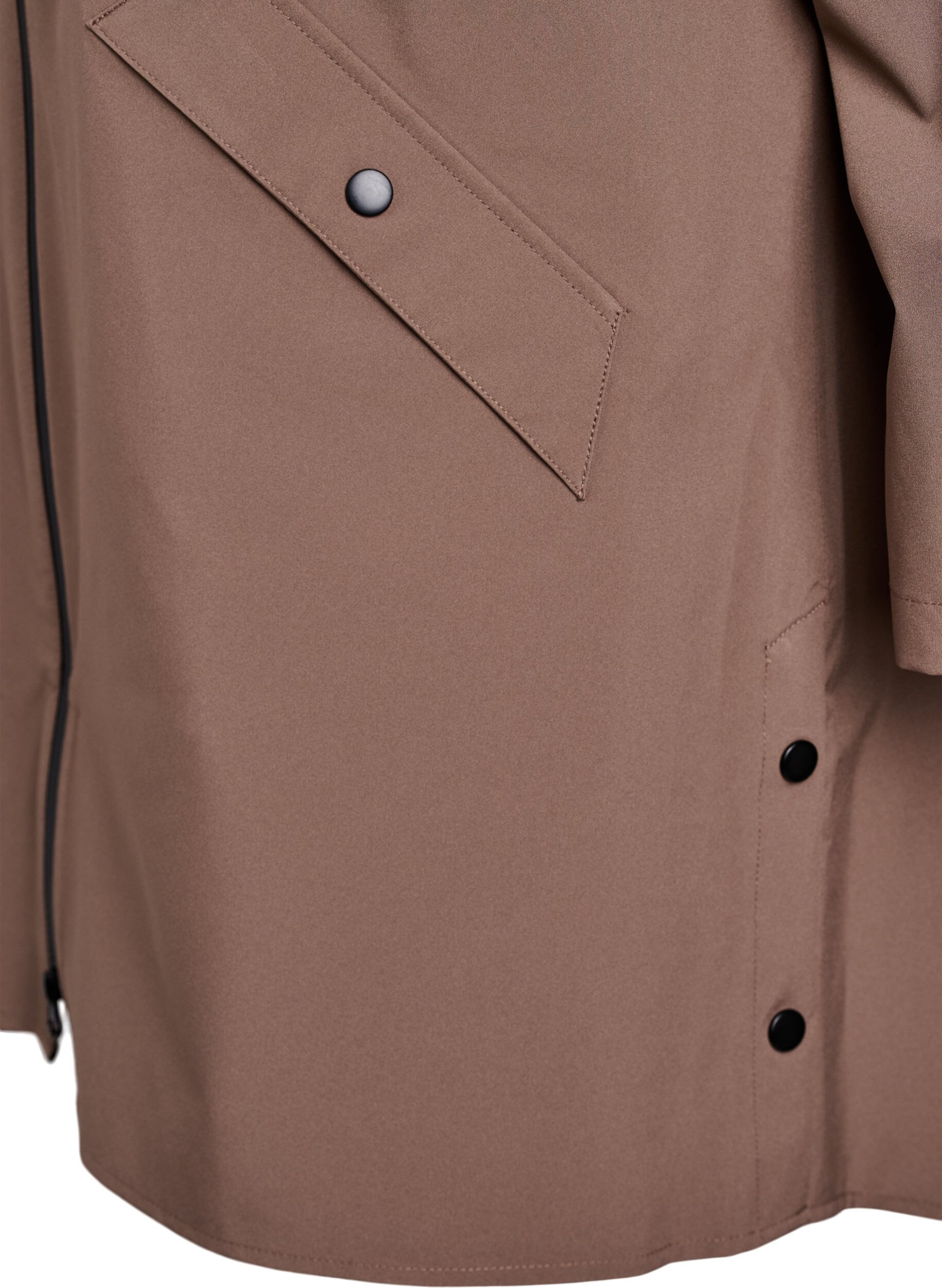 ZizziRegnjakke med lommer og hette, Brun, Packshot image number 3