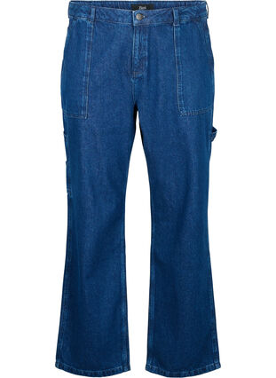 Cargo jeans med rett passform, Dark blue, Packshot image number 0
