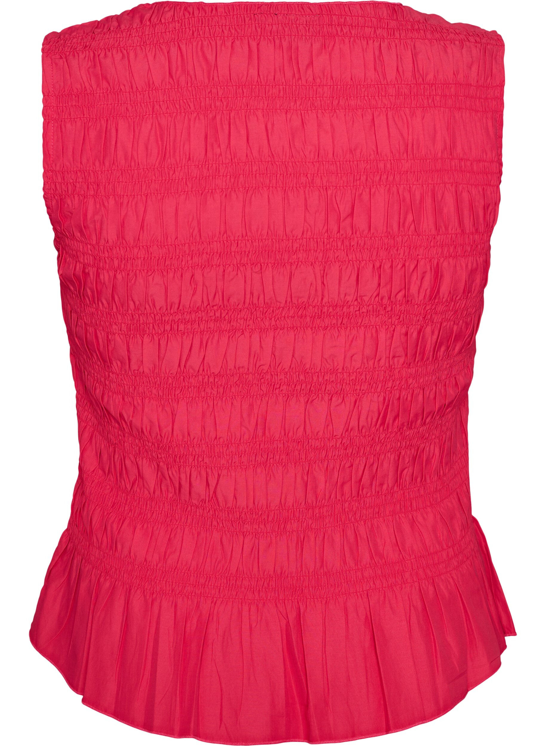 ZizziSmock-topp med b&aring;thals og peplum-fald, Rosa, Packshot image number 1