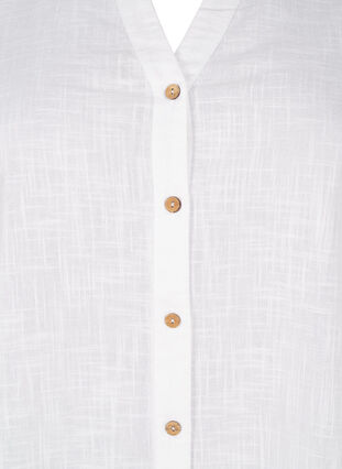Zizzi Bomullsbluse med V-hals, Hvit, Packshot image number 2