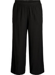 Bukser med vide ben i lin og viskose, Svart