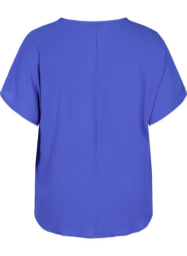 Kortermet bluse med rund hals, Dazzling Blue, Packshot image number 1