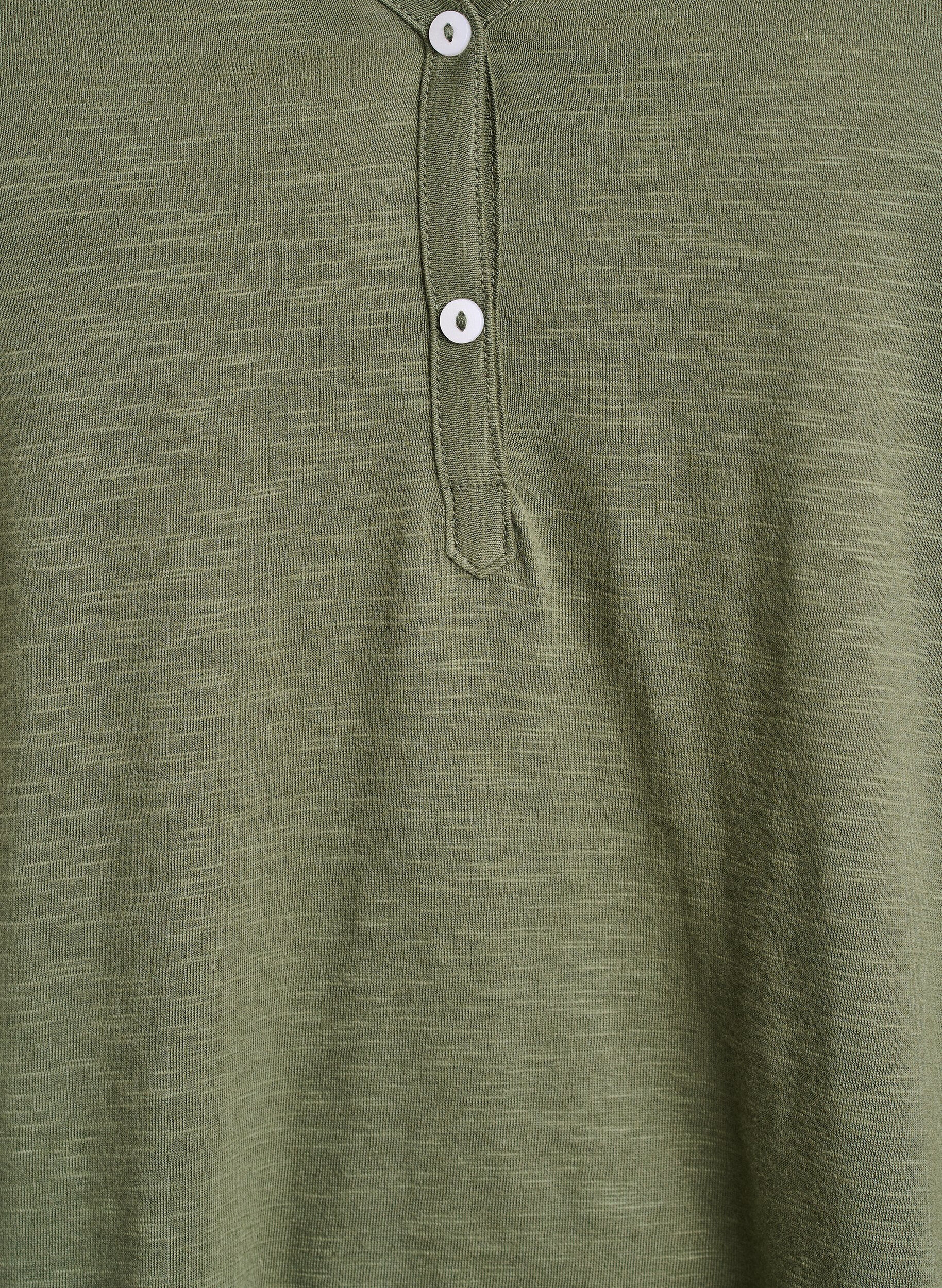 ZizziLangermet t-skjorte med V-hals og knapper, Gr&oslash;nn, Packshot image number 2