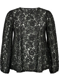 FLASH – Bluse med lange ermer og blonder