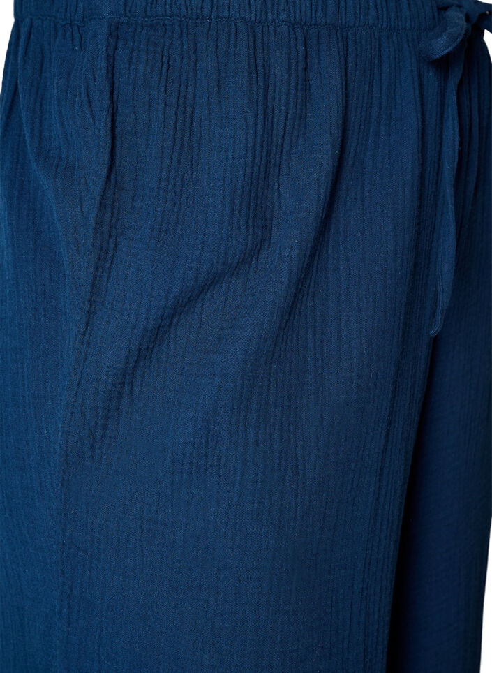 L&oslash;se pyjamasbukser i bomullsmusselin, Bl&aring;, Packshot image number 3