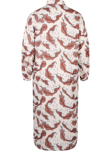 Mønstrete kjole med lange ermer og knapper, Camouflage AOP, Packshot image number 1