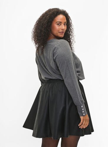 Langermet bluse med bred mansjett og knapper, Dark Grey Melange, Model image number 1