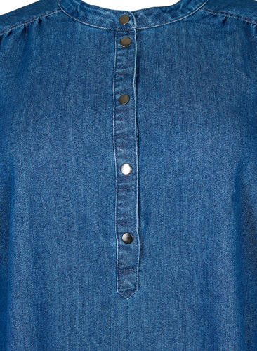 Denimkjole med lange ermer, Blue denim, Packshot image number 2
