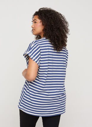 Stripete T-skjorte i bomull, Twilight Blue Stripe, Model image number 1