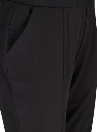 Cropped bukser med innsydd kant nederst, Black, Packshot image number 2