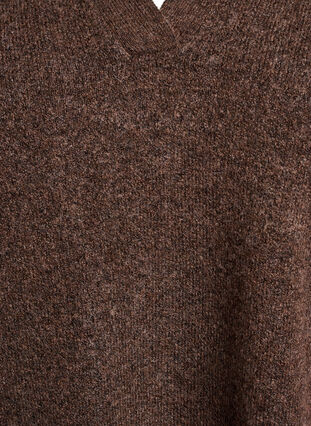 Zizzi Strikket bluse med krage og V-hals, Rain Drum Mel., Packshot image number 2