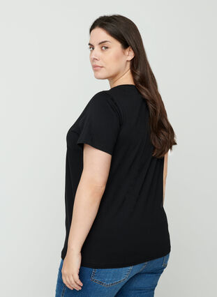 T-skjorte i bomull med paljetter, Black, Model image number 1
