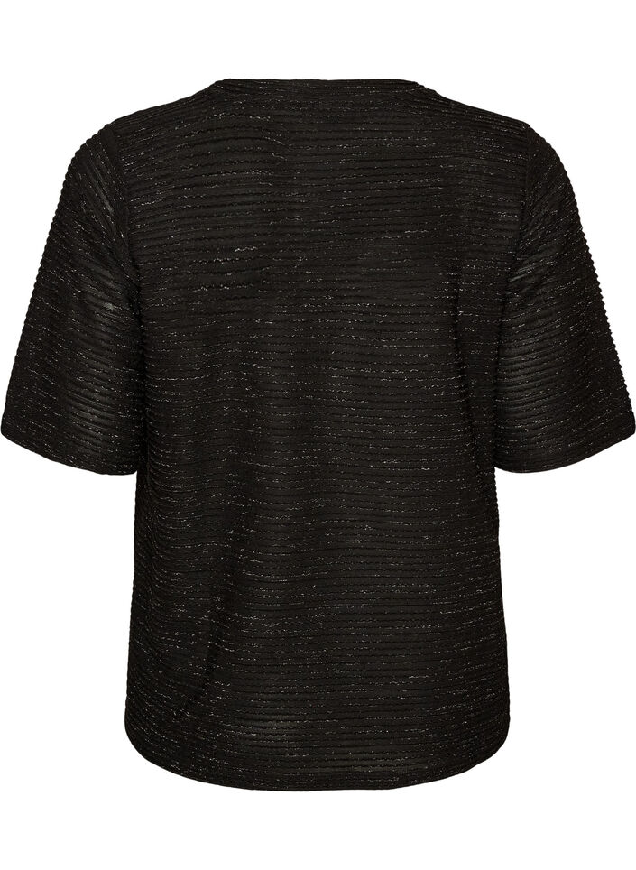Bluse med tekstur og glitter, Svart, Packshot image number 1