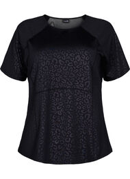 T-skjorte til trening med mønster og mesh, Black