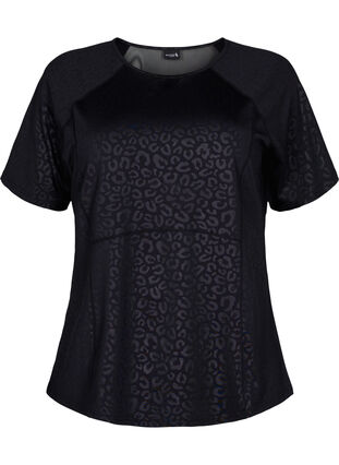 T-skjorte til trening med mønster og mesh, Black, Packshot image number 0