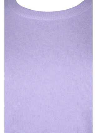 Stripete strikkegenser med rund hals, Lavender Comb, Packshot image number 2