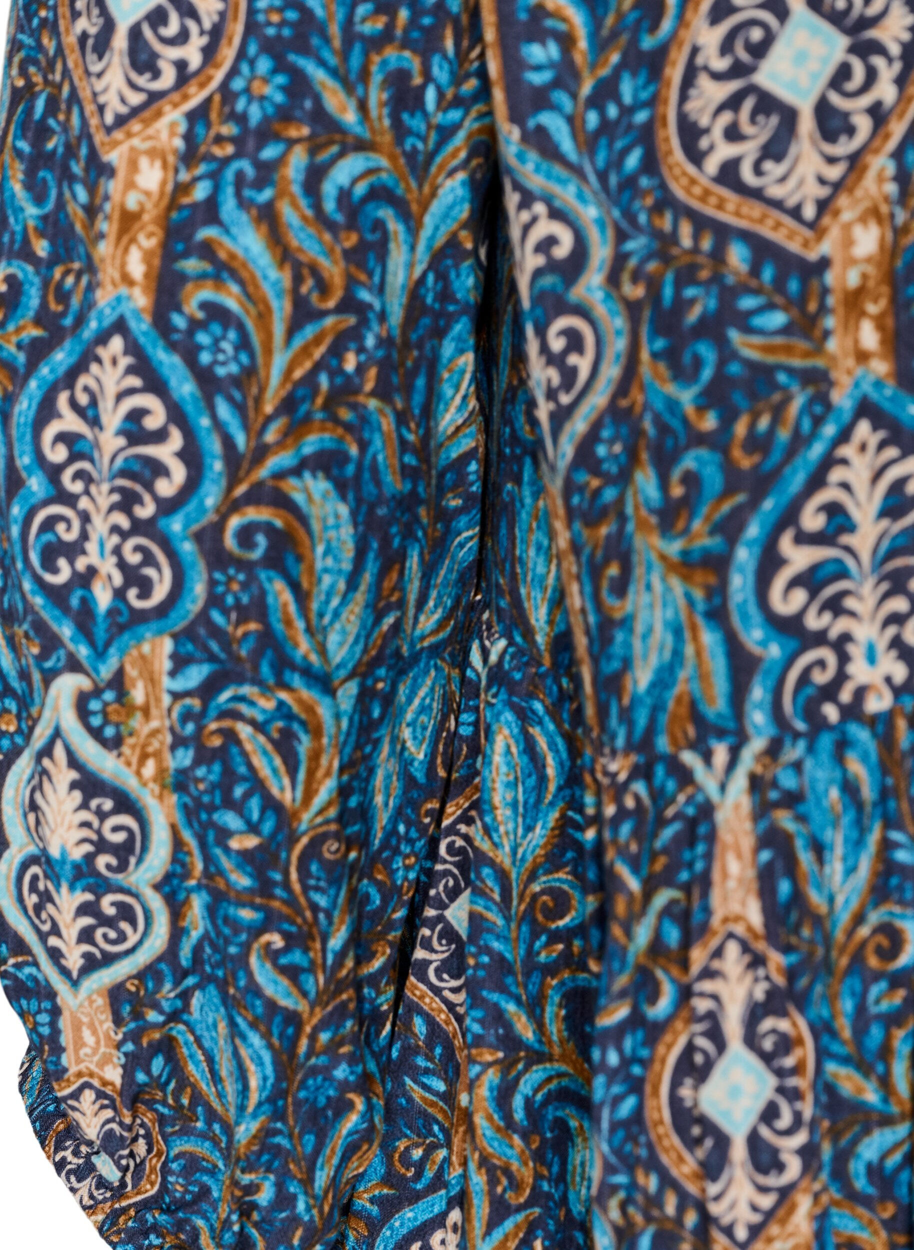 ZizziBluse med paisleytrykk og blondedetaljer, Bl&aring;, Packshot image number 3