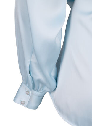 Zizzi Festbluse i sateng med omslag, Delicate Blue, Packshot image number 4