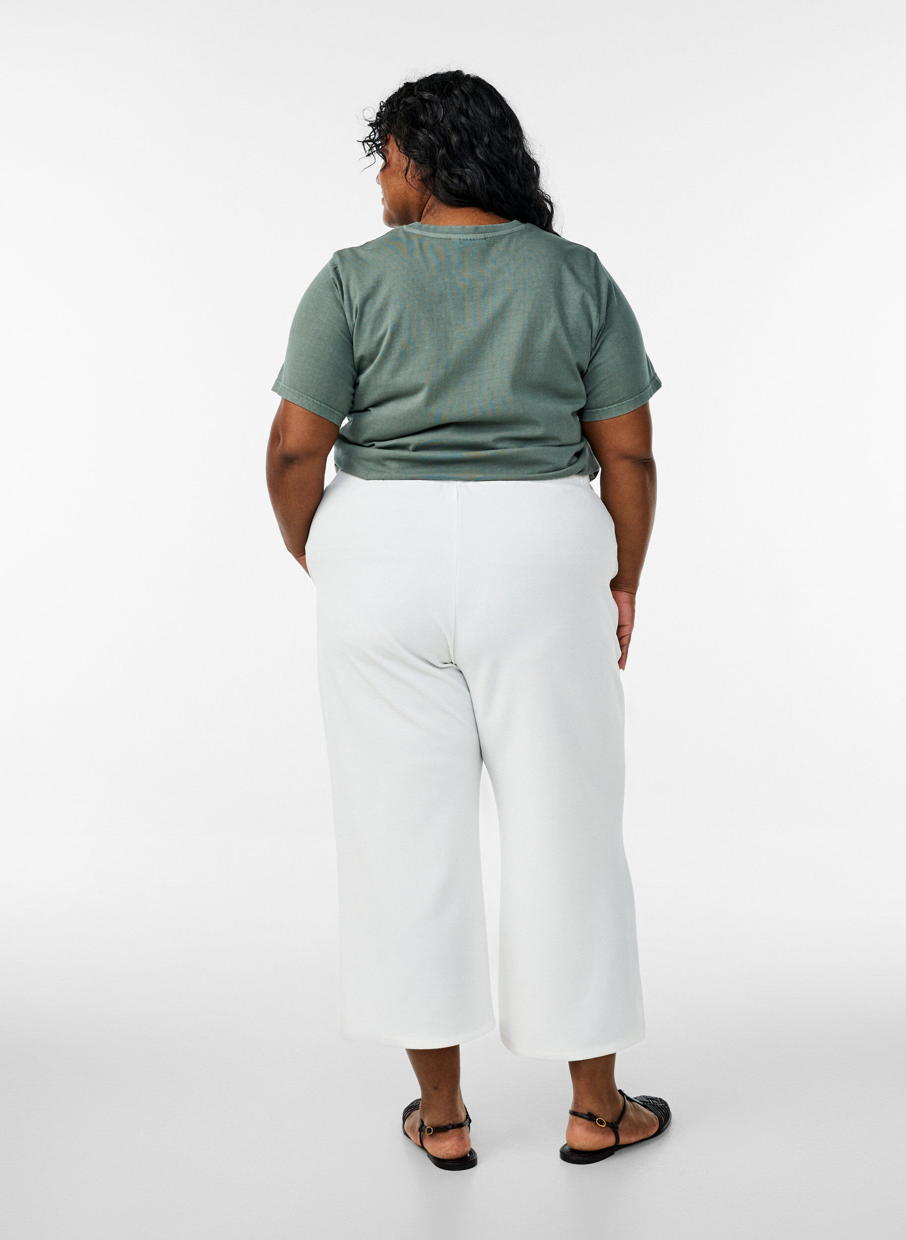 ZizziLoose fit bukser med 7/8 lengde, Hvit, Model image number 1