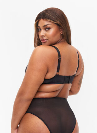 Zizzi Full cover BH med stringdetaljer, Black, Model image number 1