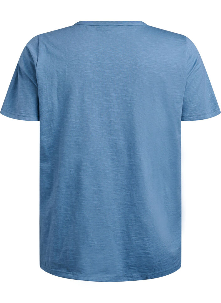 FLASH - T-skjorte med knappdetalj, Blå, Packshot image number 1