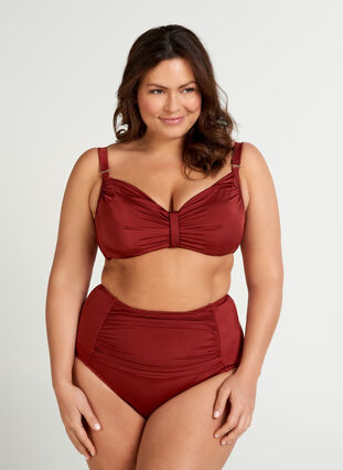 Bikinitopp med draperinger, Rusty Red, Model image number 2