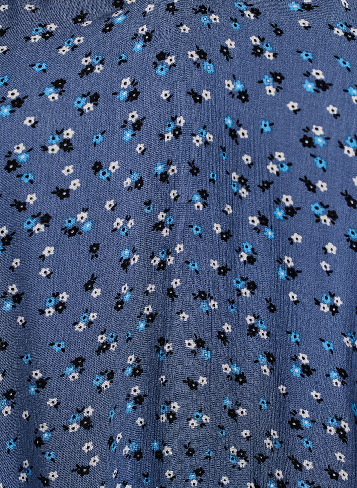 Tunika med blomstertrykk og 3/4 ermer, Bl&aring;, Packshot image number 2