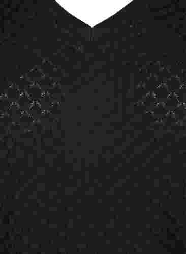 Mønstrete strikkegenser med V-hals, Black, Packshot image number 2