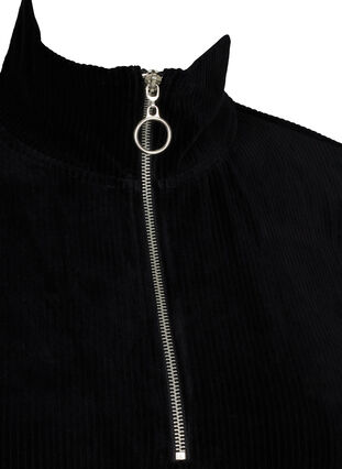 Velourkjole med høy hals og glidelås, Black, Packshot image number 2