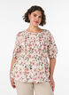 Viskosebluse med smokk og peplumeffekt, Vanilje, Model image number 0