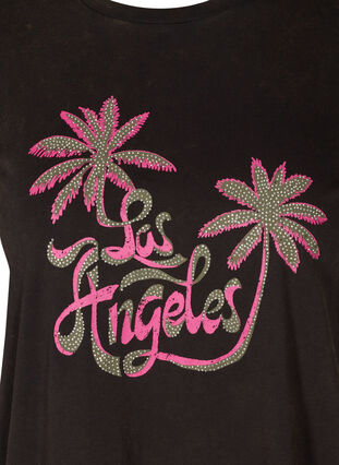 Kortermet T-skjorte i bomull, Black LOS ANGELES, Packshot image number 2