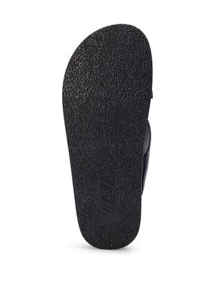 Sandal med bred passform og kryssede remmer, Black, Packshot image number 4