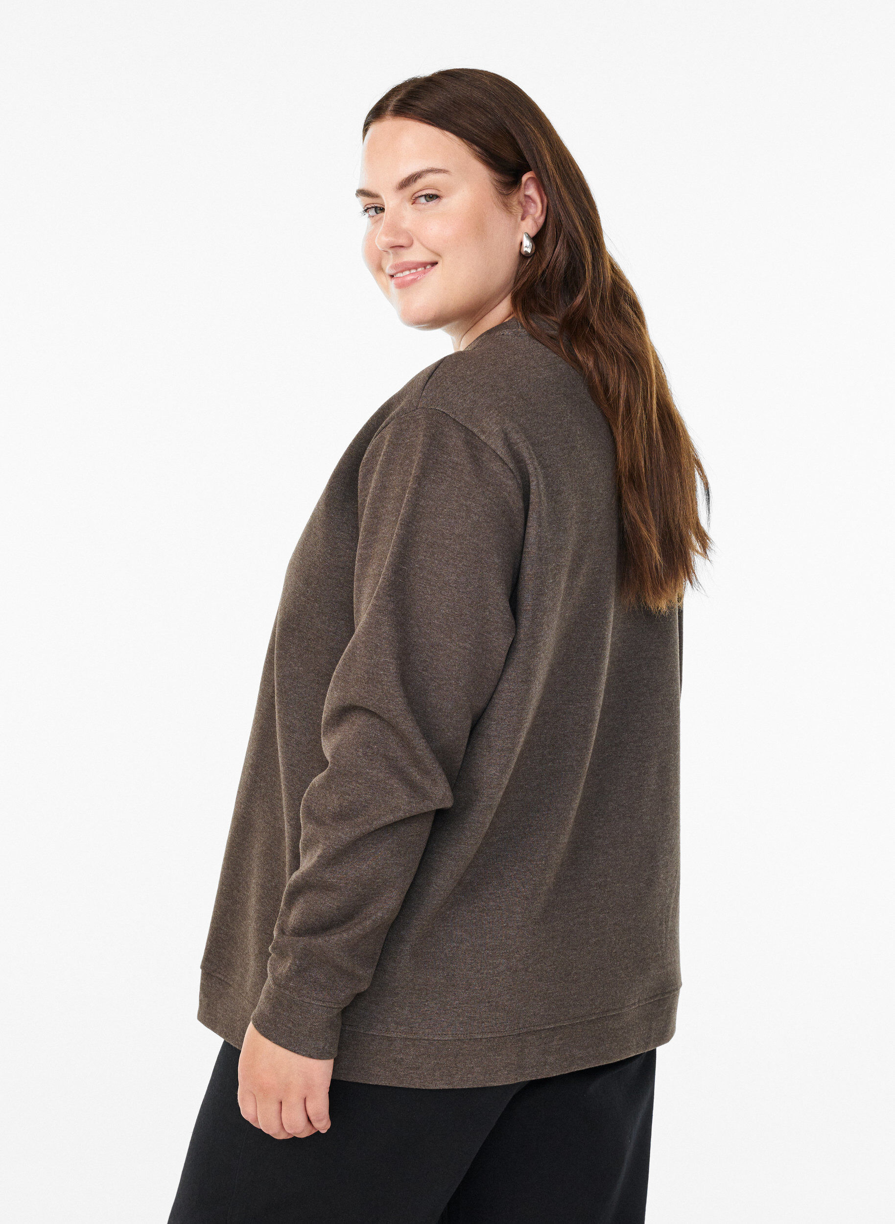 ZizziGenser med crewneck, Brun, Model image number 2