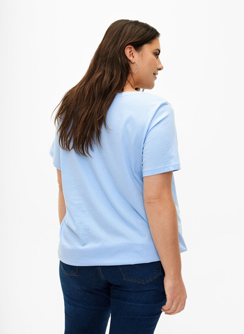Kortermet T-skjorte i bomull med elastisk kant, Serenity w. Live, Model image number 1
