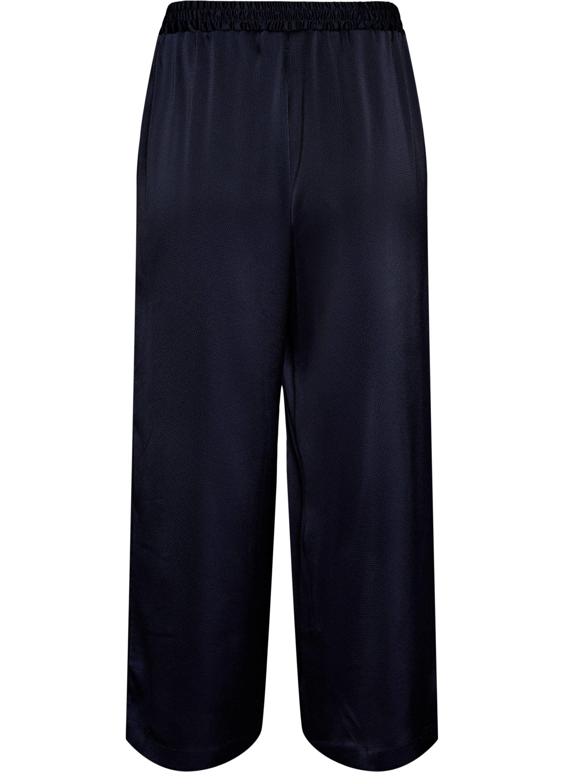 Zizzi Bukser i satenglook med brede, rette ben, Bl&aring;, Packshot image number 1