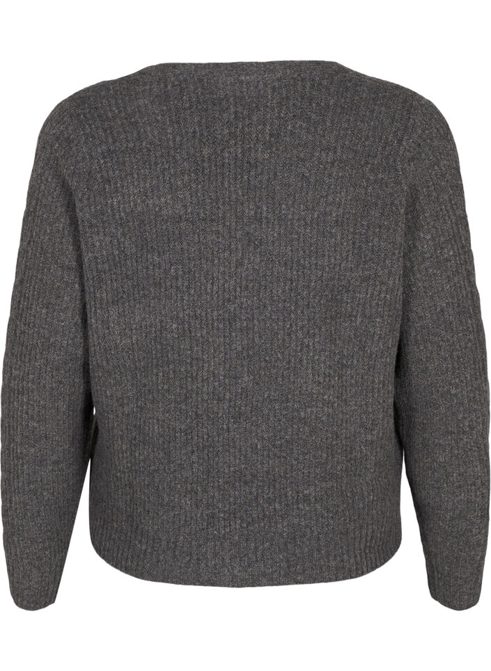 Strikket cardigan med knytedetaljer, Dark Grey Melange, Packshot image number 1