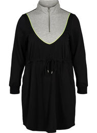 Kjole med lommer og justerbar midje, Black comb