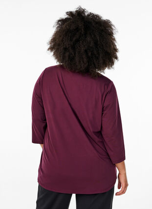 Zizzi Treningsbluse med 3/4-ermer, Winetasting, Model image number 1