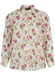 FLASH - Langermet skjorte med blomstermønster, Off White Flower