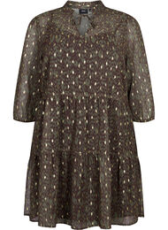 Tunika med trykk og lurex, Green Ethnic AOP