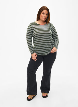 Bluse med lange ermer og stripete mønster, Thyme w. Stripe, Model image number 2