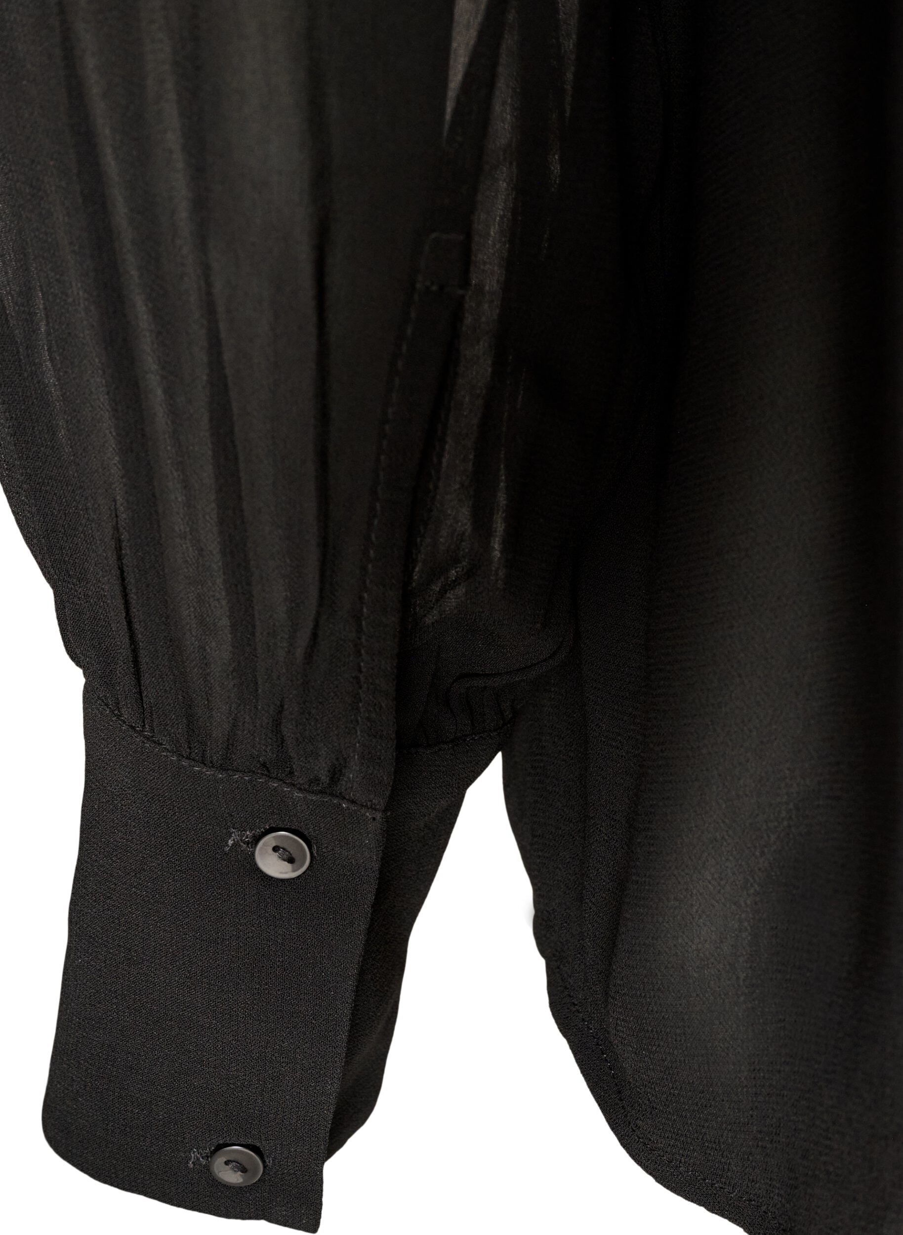 ZizziViskosebluse med en volangkrage, Svart, Packshot image number 3