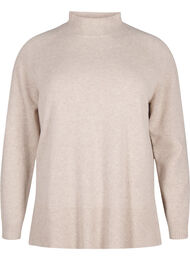 Merinoull genser med rullehals, Pumice Stone Mel.