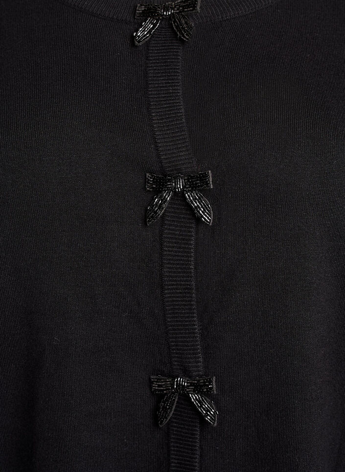 Cardigan med perleb&aring;ndbroderte sl&oslash;yfer og trykknapper, Svart, Packshot image number 2