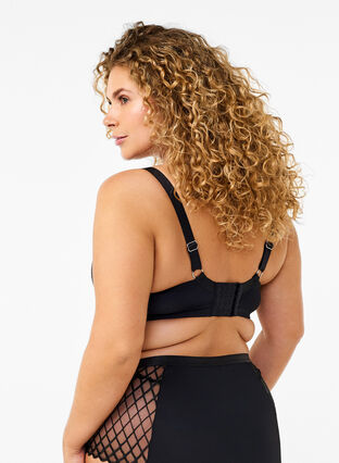 Zizzi Polstret bh med bøyler og blondedetaljer, Svart, Model image number 1