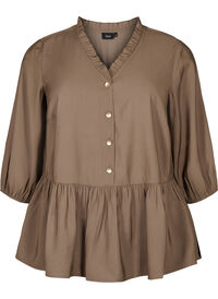 Bluse i viskose med knapper og 3/4 ermer