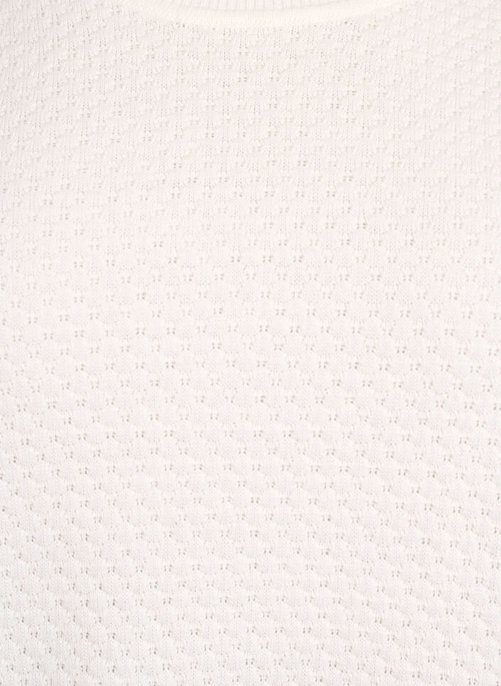 Strikkebluse i bomull med strukturmønster, Vanilje, Packshot image number 2