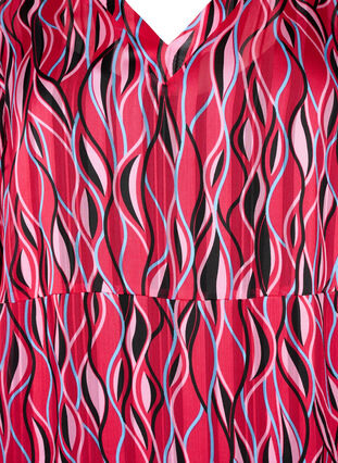 Langermet midi kjole med print, Fuchsia Pink AOP, Packshot image number 2