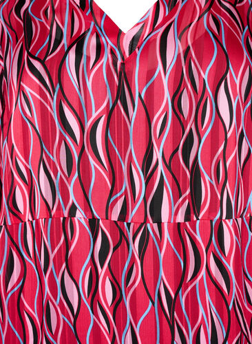 Langermet midi kjole med print , Fuchsia Pink AOP, Packshot image number 2